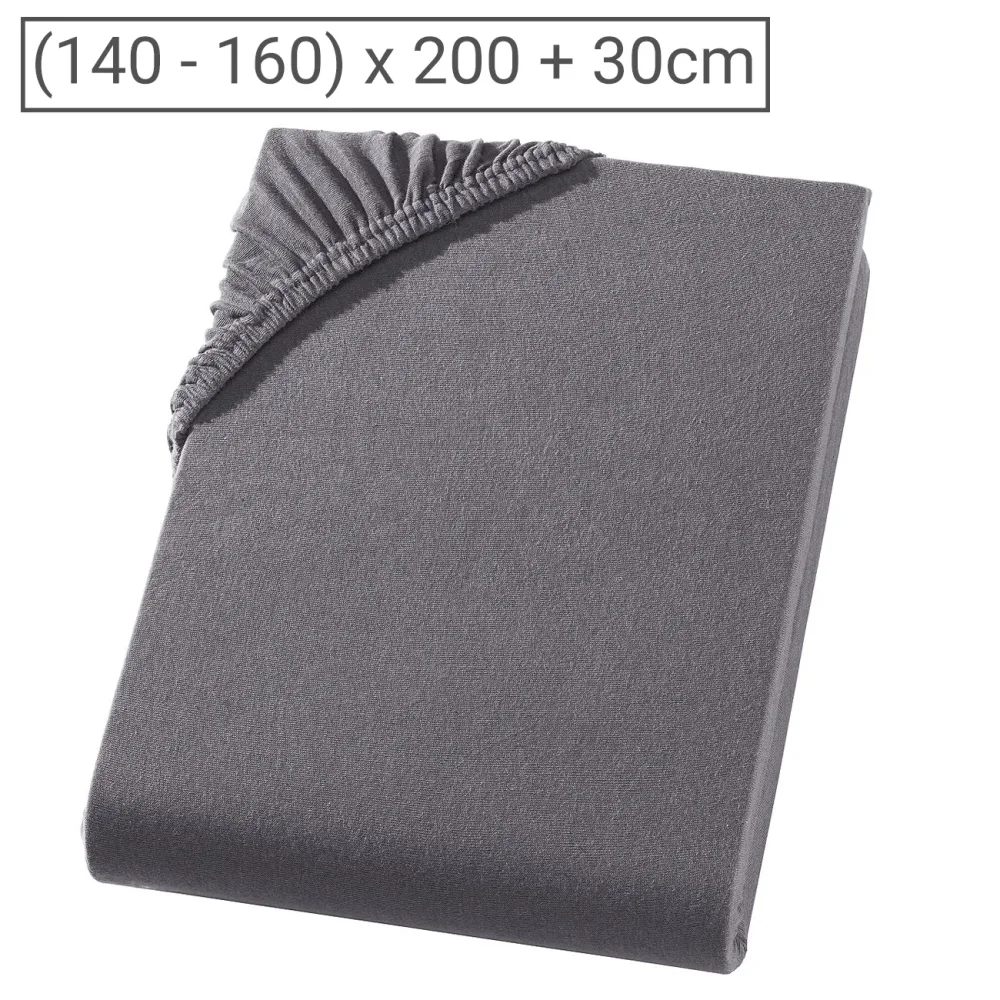 Doppelbett Premium Qualitäts-Jersey Fixleintuch, 100% Baumwolle, anthrazit, 160 x 200 cm