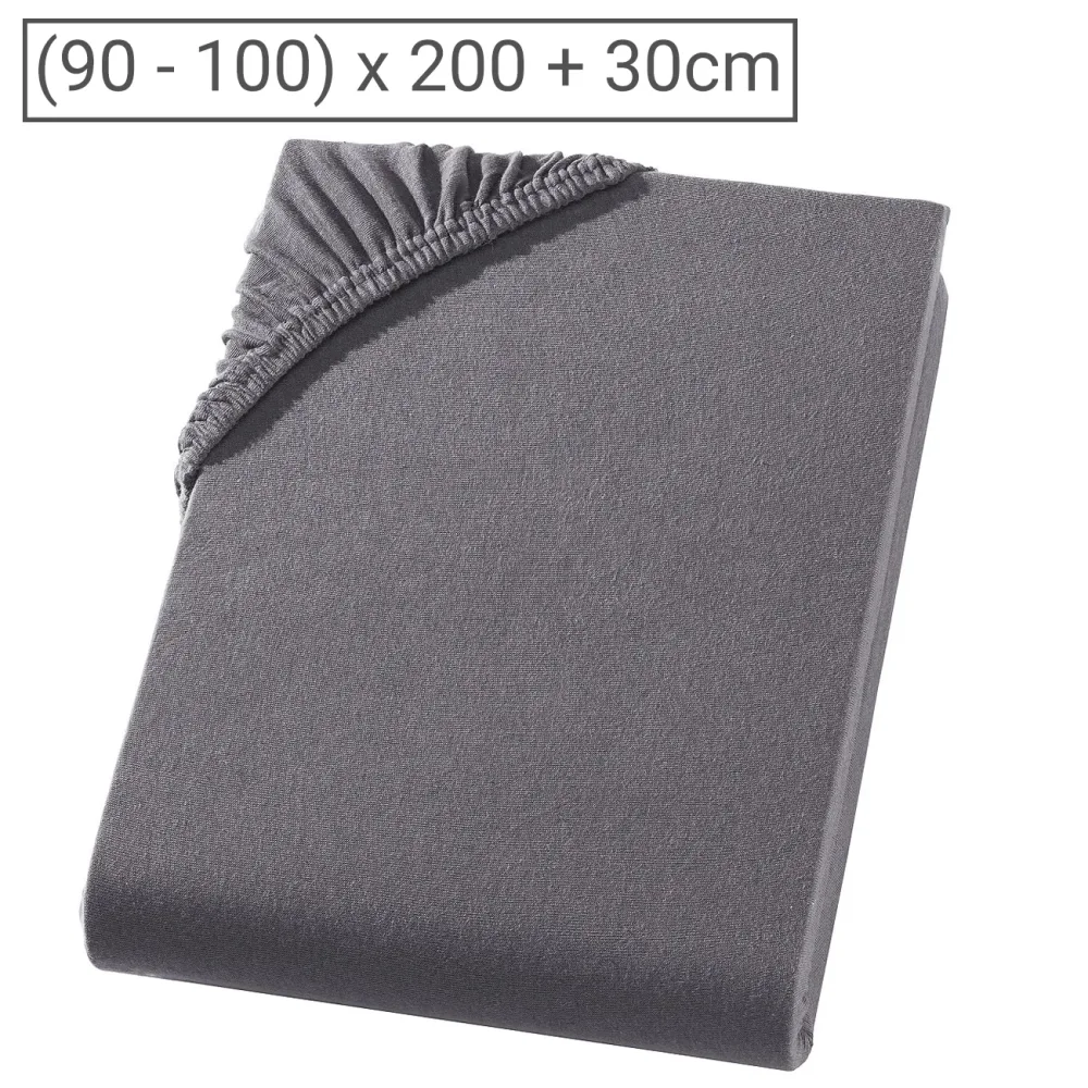 Einzelbett Premium Qualitäts-Jersey Fixleintuch, 100% Baumwolle, anthrazit, 90 x 200 cm