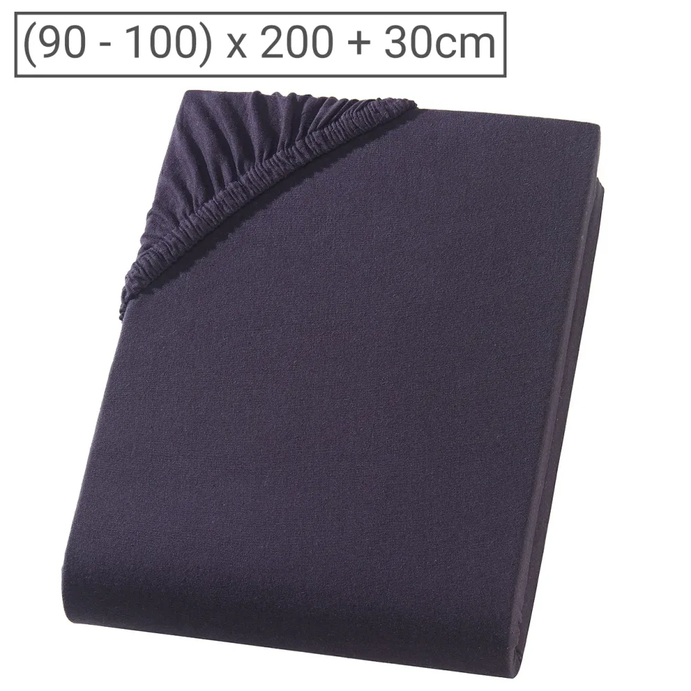 Einzelbett Premium Qualitäts-Jersey Fixleintuch, 100% Baumwolle, schwarz, 90 x 200 cm