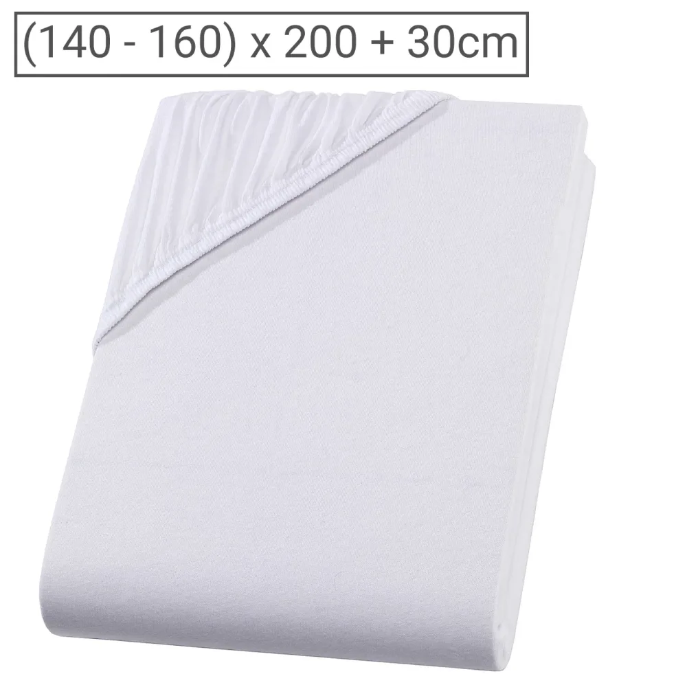 Doppelbett Premium Qualitäts-Jersey Fixleintuch, 100% Baumwolle, weiss, 160 x 200 cm