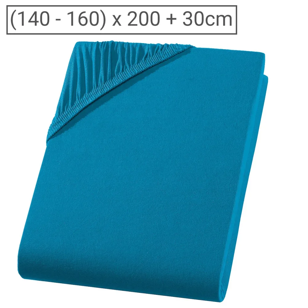 Doppelbett Premium Qualitäts-Jersey Fixleintuch, 100% Baumwolle, petrol, 160 x 200 cm