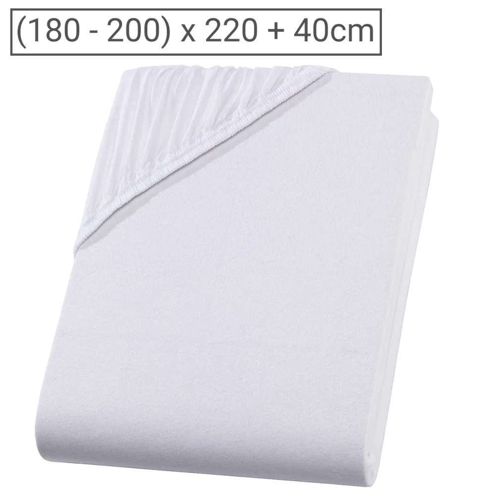 Wasserbett Premium Qualitäts-Jersey Fixleintuch, 100% Baumwolle, weiss, 200 x 220 cm