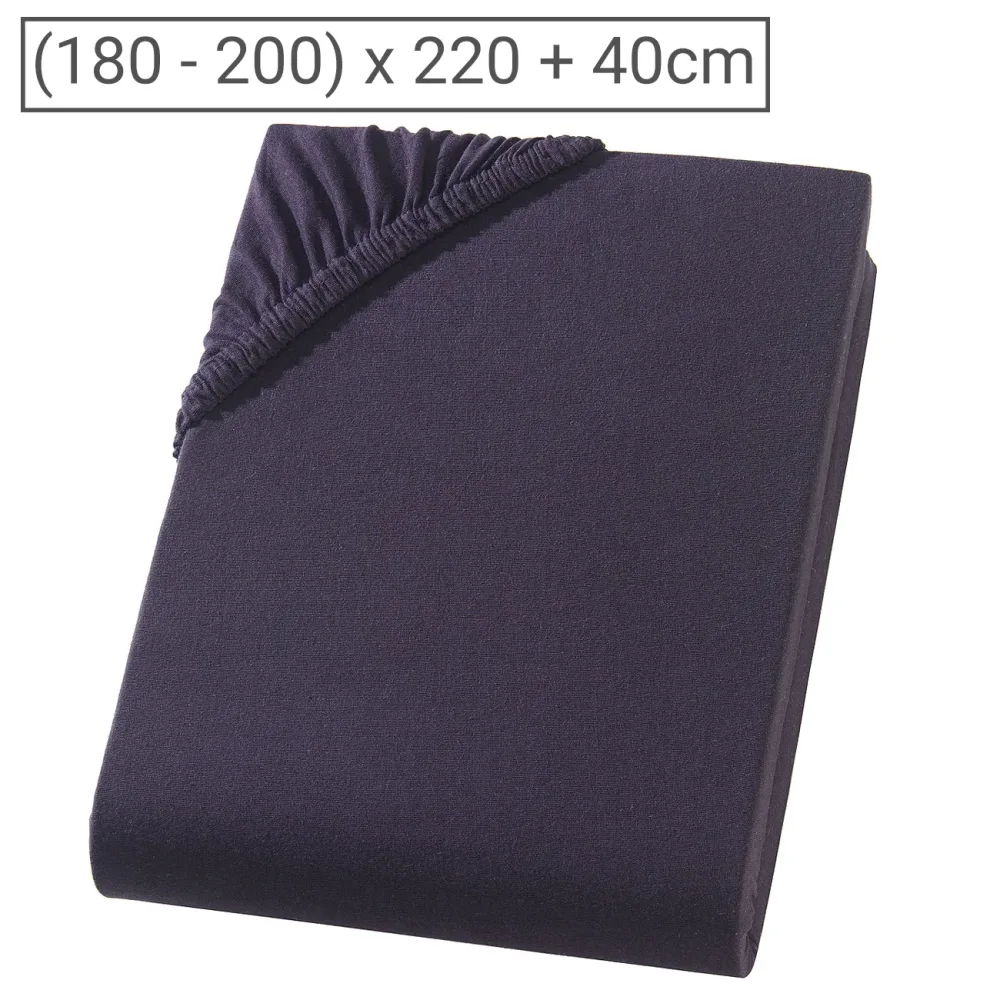 Wasserbett Premium Qualitäts-Jersey Fixleintuch, 100% Baumwolle, schwarz, 200 x 220 cm