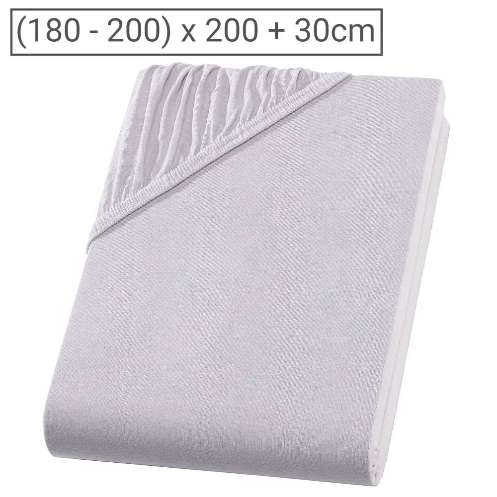 Übergrösse Premium Qualitäts-Jersey Fixleintuch, 100% Baumwolle, silber, 200 x 200 cm