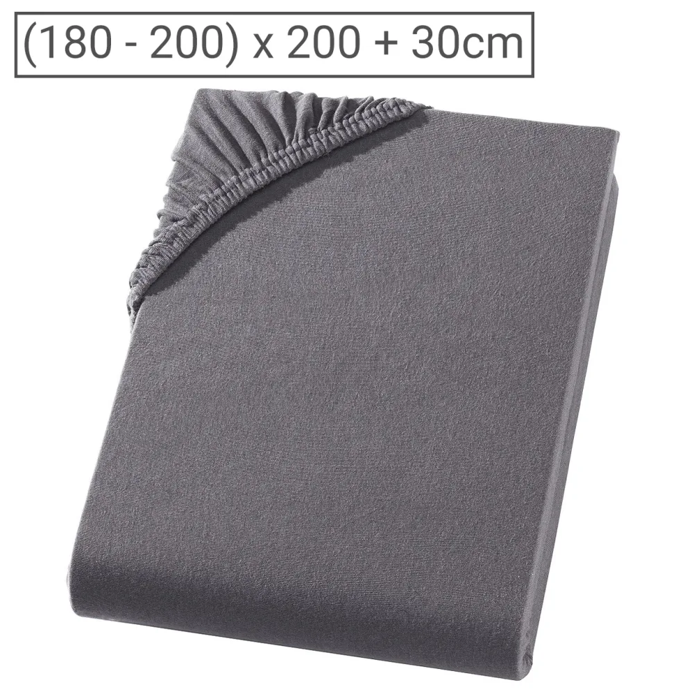 Übergrösse Premium Qualitäts-Jersey Fixleintuch, 100% Baumwolle, anthrazit, 200 x 200 cm