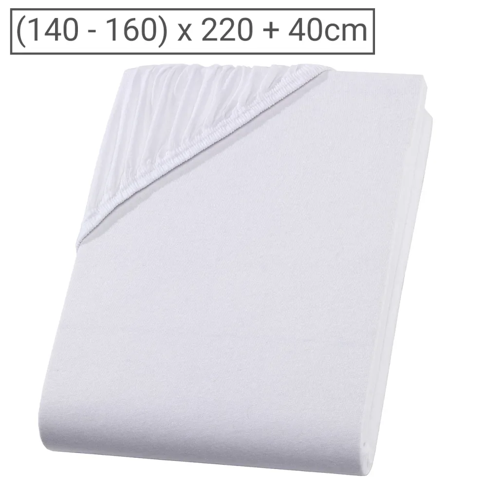 Wasserbett Premium Qualitäts-Jersey Fixleintuch, 100% Baumwolle, weiss, 160 x 220 cm