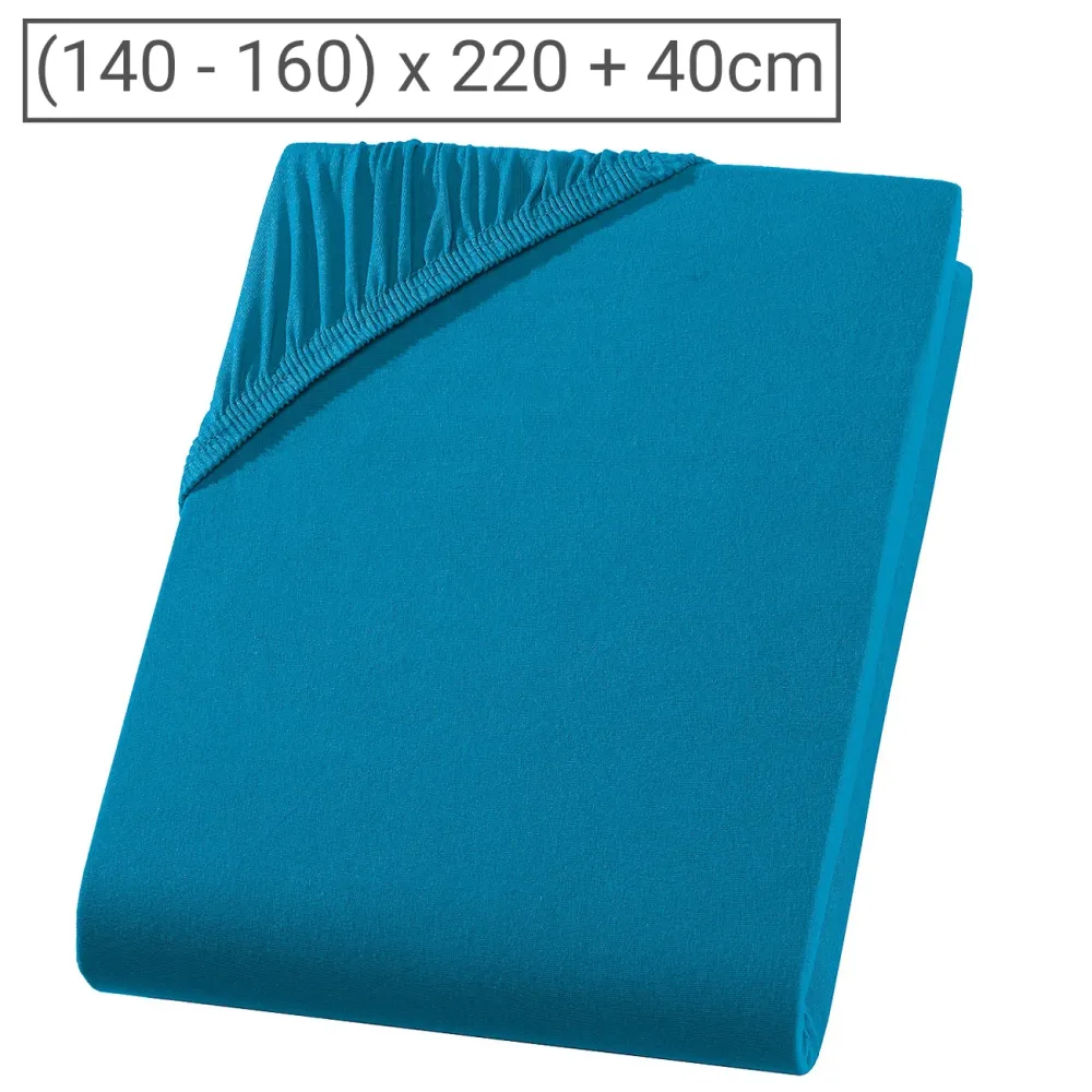 Wasserbett Premium Qualitäts-Jersey Fixleintuch, 100% Baumwolle, petrol, 160 x 220 cm
