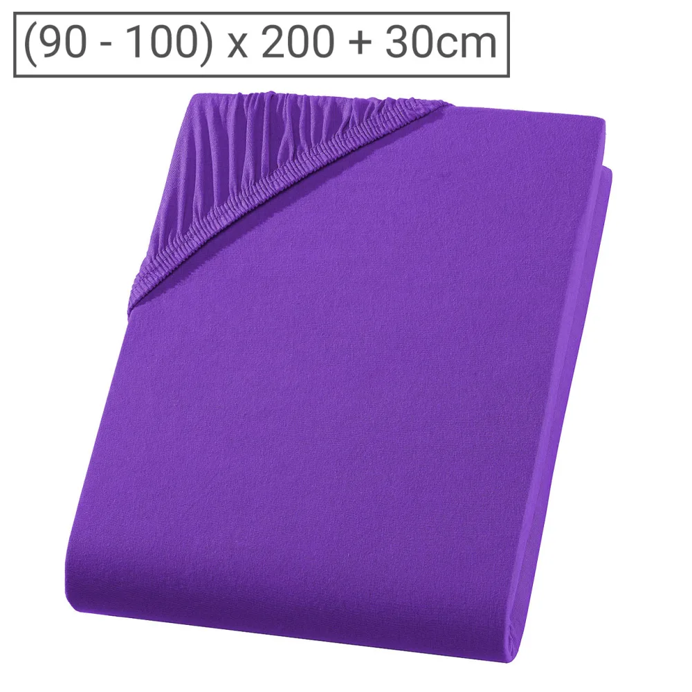 Einzelbett Qualitäts-Jersey Fixleintuch, 100% Baumwolle, violett, 90 x 200 cm