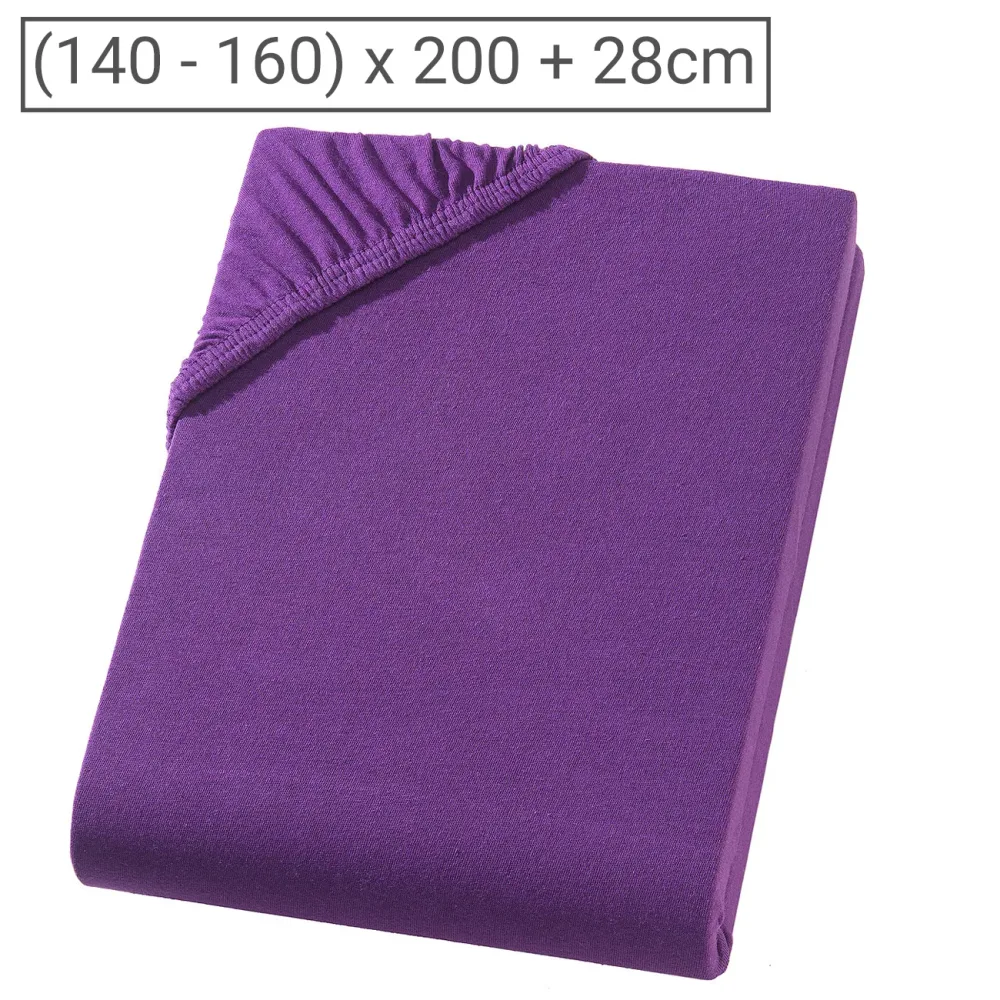 Doppelbett Qualitäts-Jersey Fixleintuch, 100% Baumwolle, aubergine, 160 x 200 cm