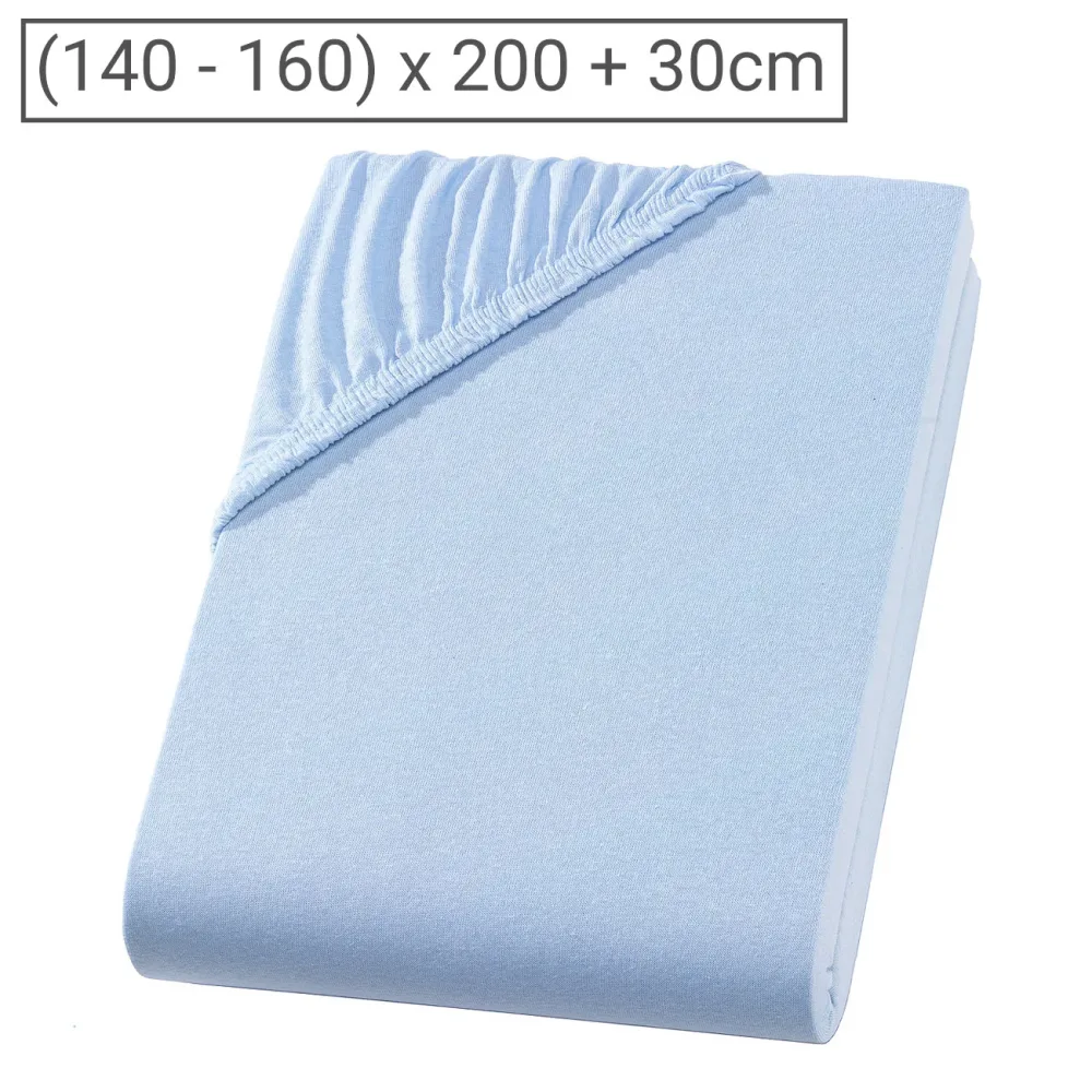 Doppelbett Qualitäts-Jersey Fixleintuch, 100% Baumwolle, hellblau, 160 x 200 cm