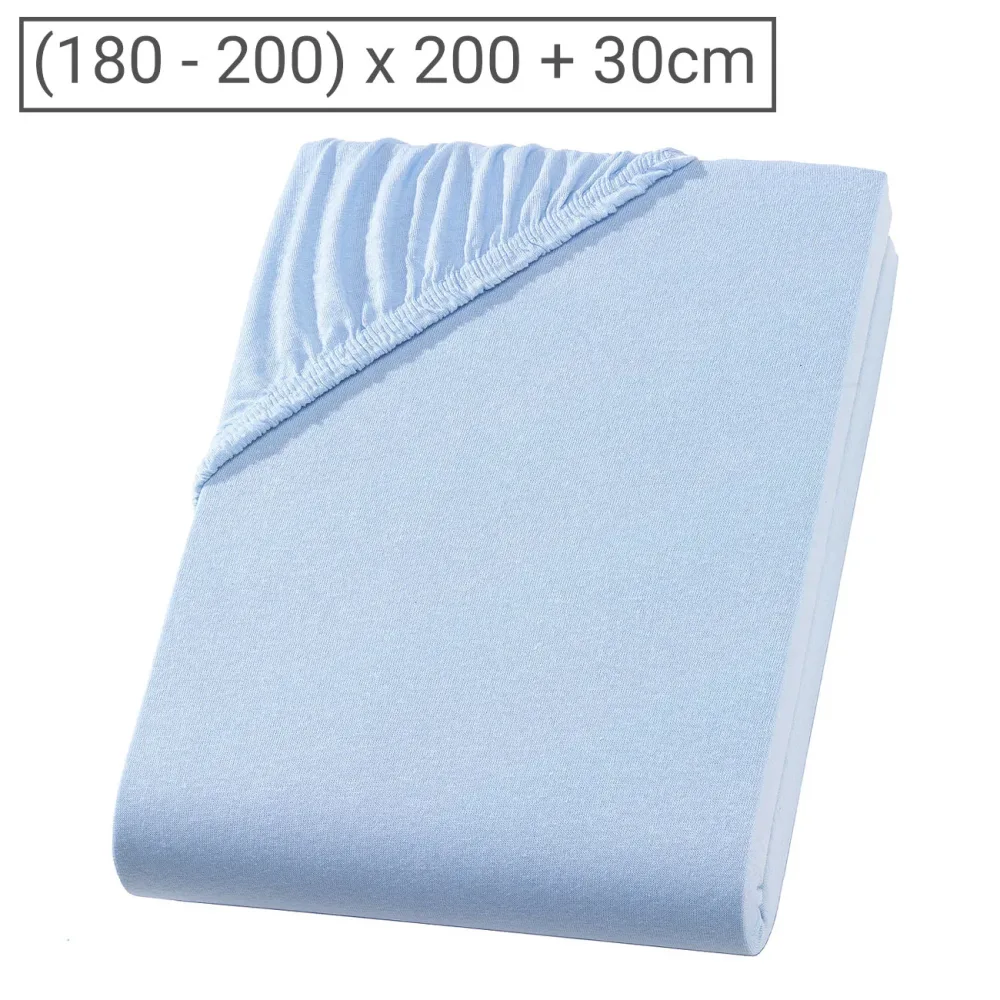 Übergrösse Qualitäts-Jersey Fixleintuch, 100% Baumwolle, hellblau, 200 x 200 cm