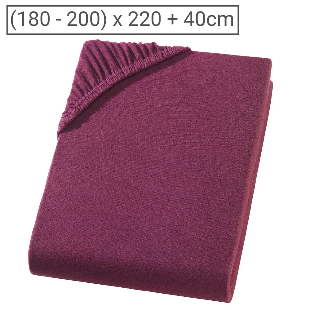 Übergrösse/Überlänge Qualitäts-Jersey Fixleintuch, 100% Baumwolle, bordeaux, 200 x 220 cm