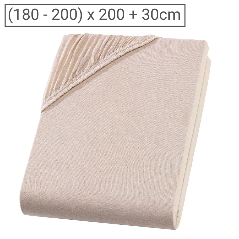 Übergrösse Qualitäts-Jersey Fixleintuch, 100% Baumwolle, beige, 200 x 200 cm