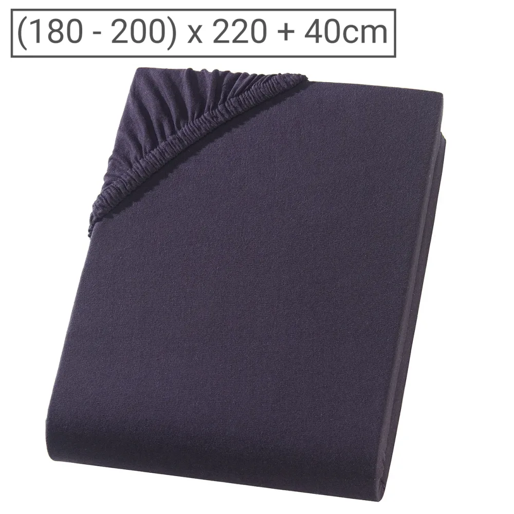 Übergrösse/Überlänge Qualitäts-Jersey Fixleintuch, 100% Baumwolle, schwarz, 200 x 220 cm
