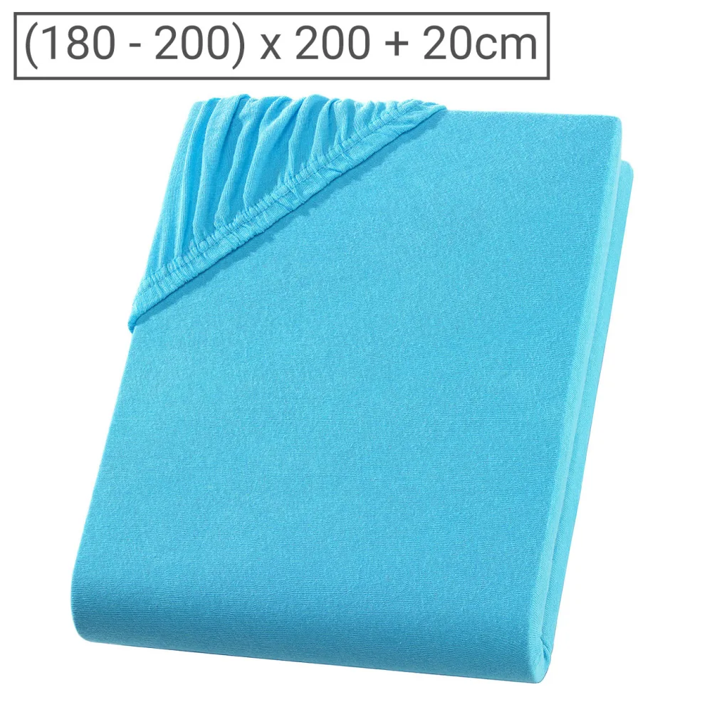 Boxspringbett-Topper Übergrösse Qualitäts-Jersey Fixleintuch, türkis, 200 x 200 cm