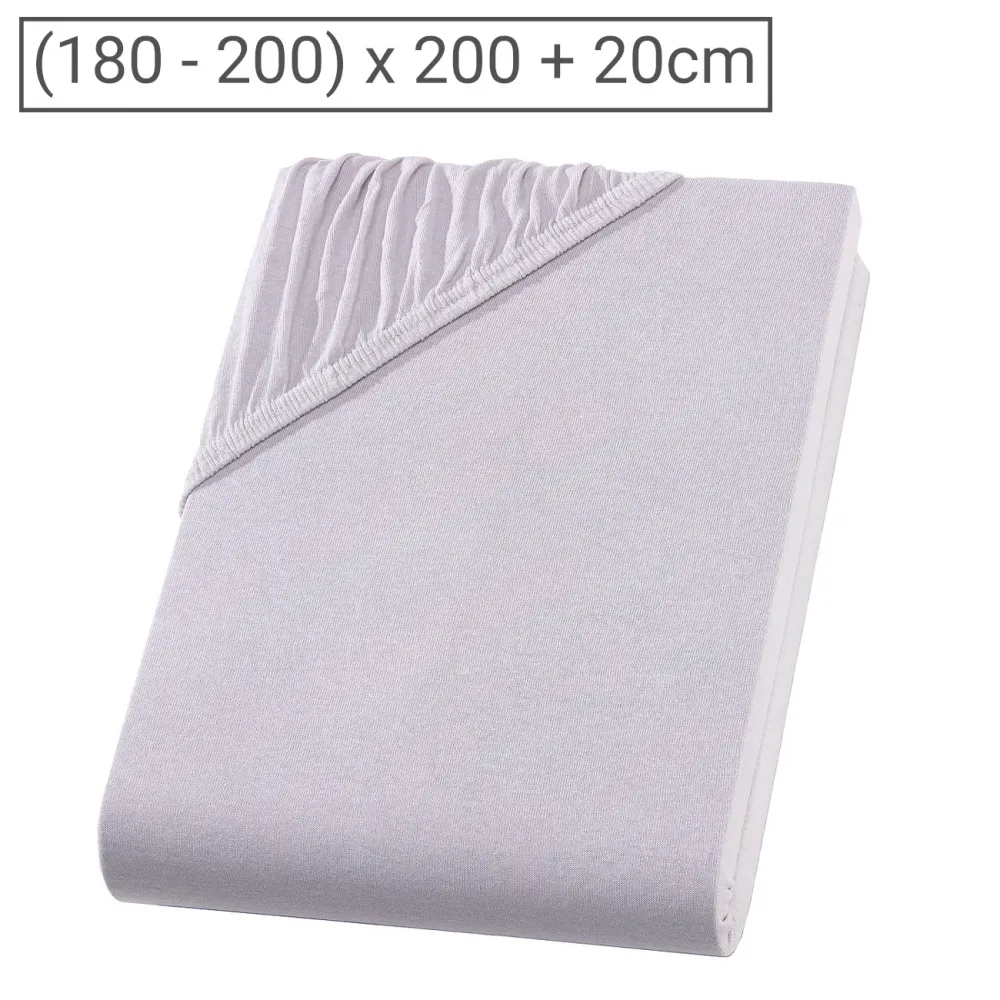 Boxspringbett-Topper Übergrösse Qualitäts-Jersey Fixleintuch, silber, 200 x 200 cm