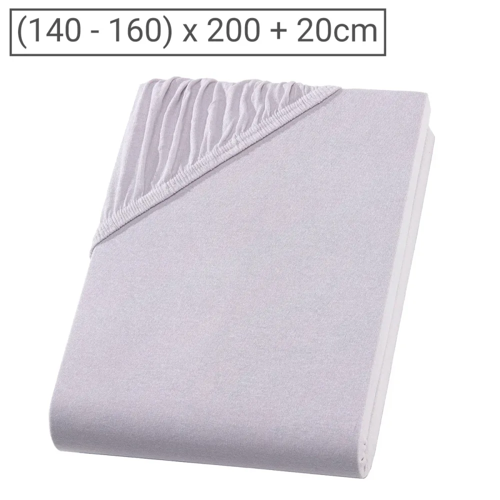 Boxspringbett-Topper Doppelbett Qualitäts-Jersey Fixleintuch, silber, 160 x 200 cm