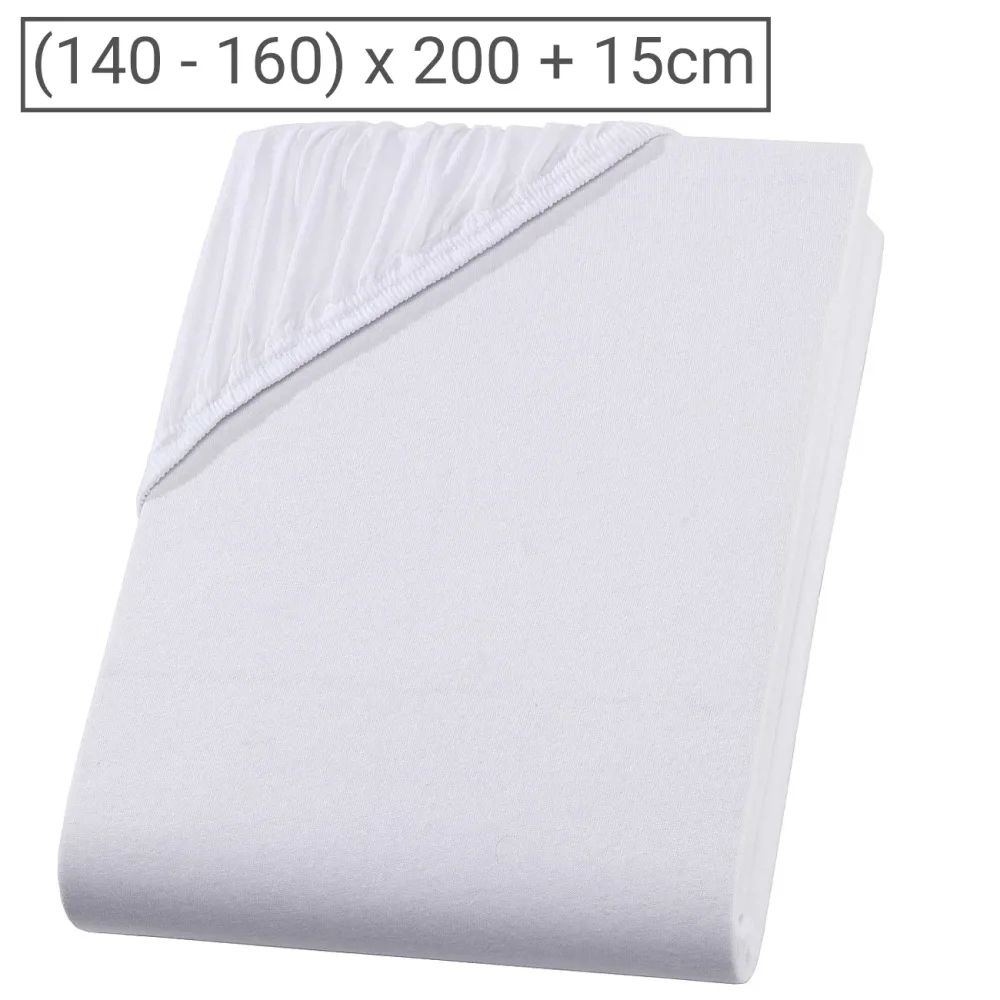 Boxspringbett-Topper Doppelbett Qualitäts-Jersey Fixleintuch, weiss, 160 x 200 cm