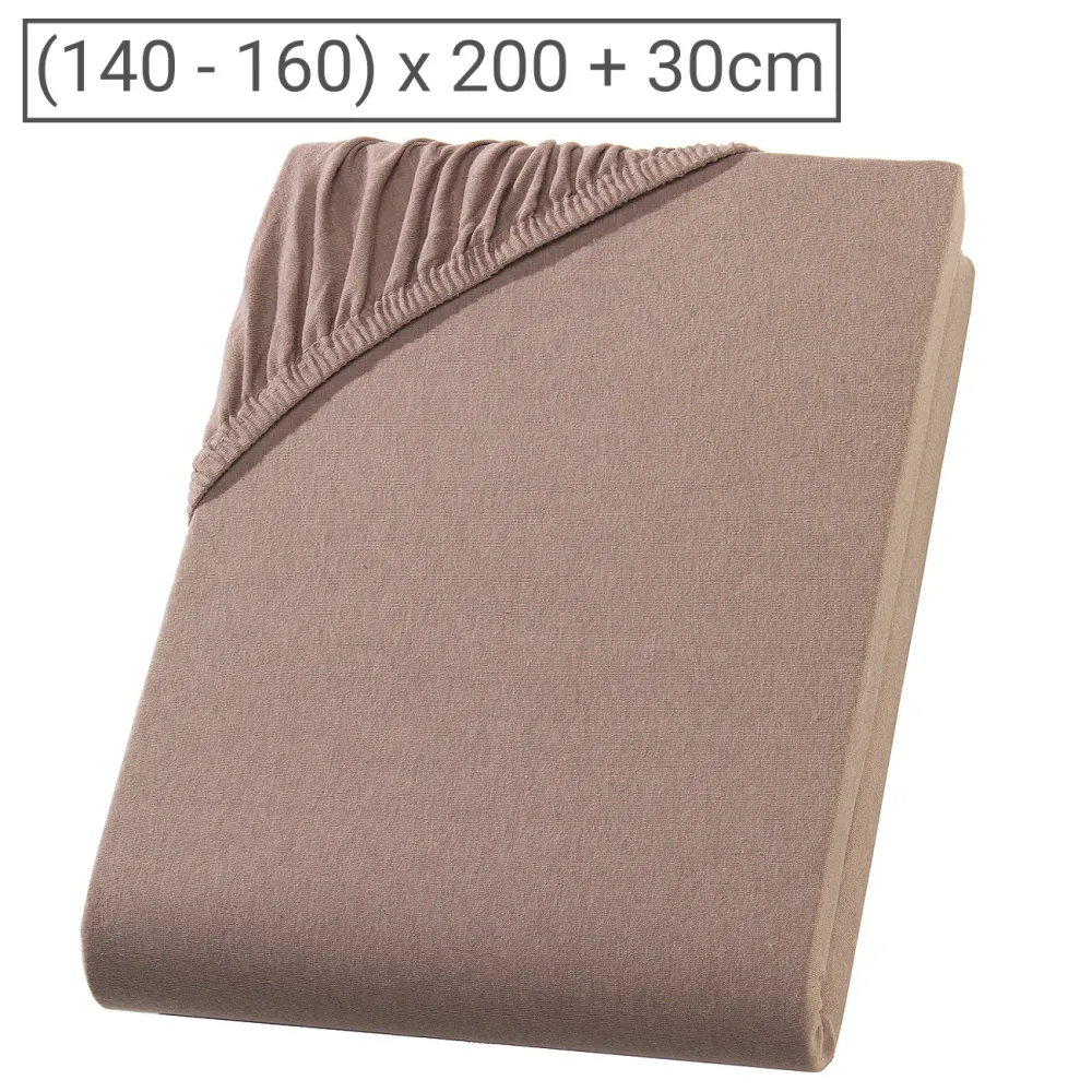 Doppelbett Premium Qualitäts-Jersey Fixleintuch, 100% Baumwolle, nougat, 160 x 200 cm