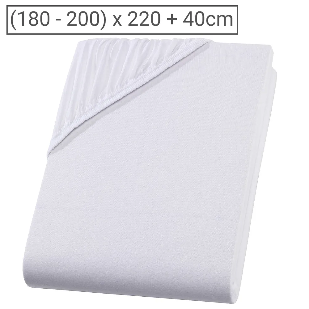 Wasser-/Boxspringbett Superb Qualitäts-Jersey Fixleintuch, weiss, 200 x 220 cm