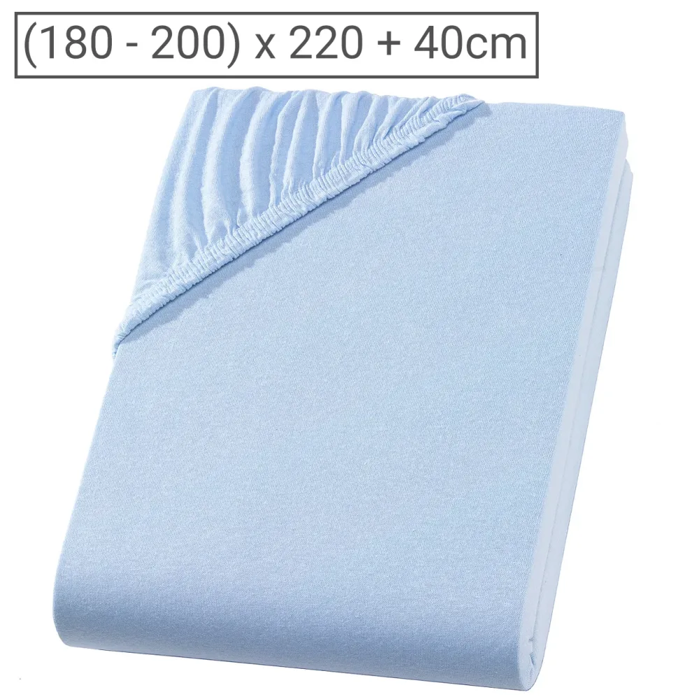 Wasser-/Boxspringbett Superb Qualitäts-Jersey Fixleintuch, hellblau, 200 x 220 cm