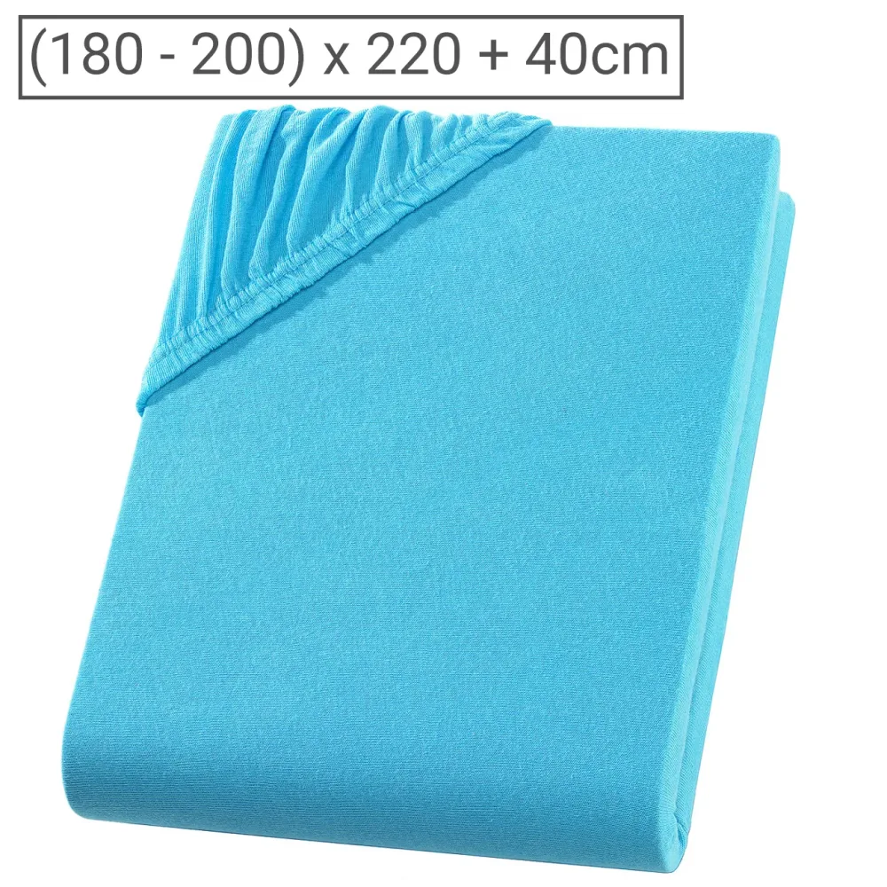 Wasser-/Boxspringbett Superb Qualitäts-Jersey Fixleintuch, türkis, 200 x 220 cm