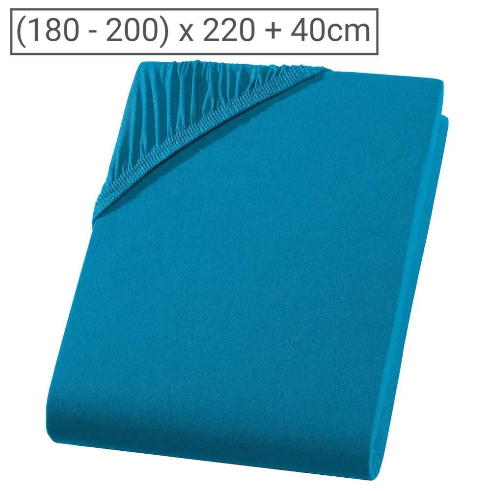 Wasser-/Boxspringbett Superb Qualitäts-Jersey Fixleintuch, petrol, 200 x 220 cm