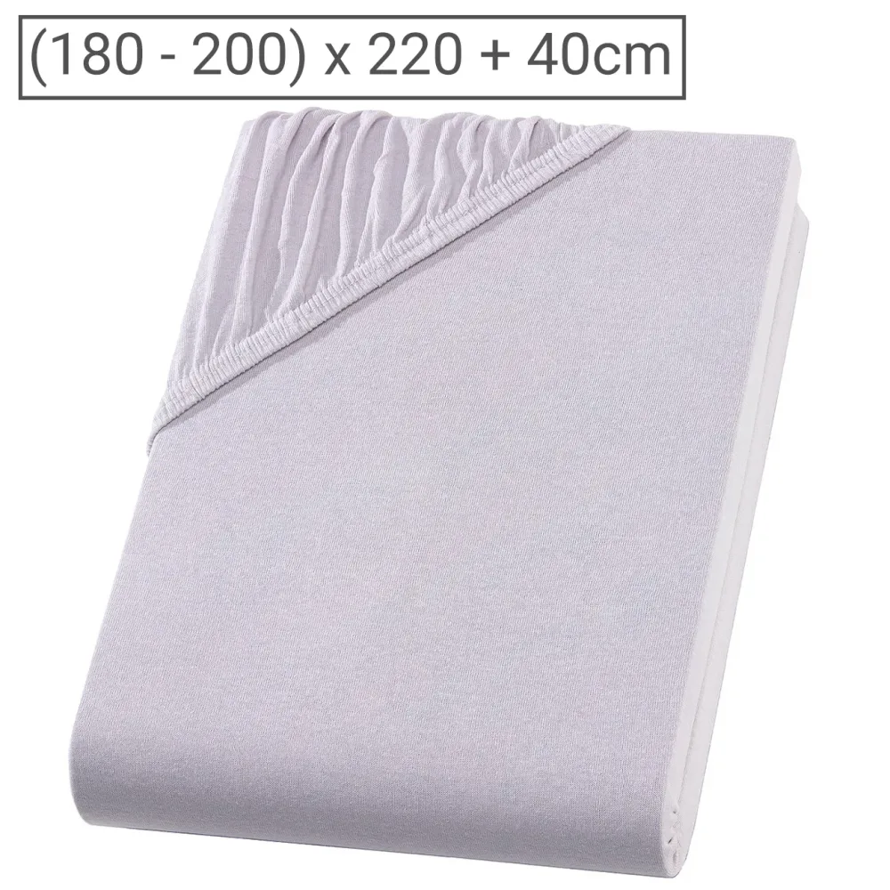 Wasser-/Boxspringbett Superb Qualitäts-Jersey Fixleintuch, silber, 200 x 220 cm