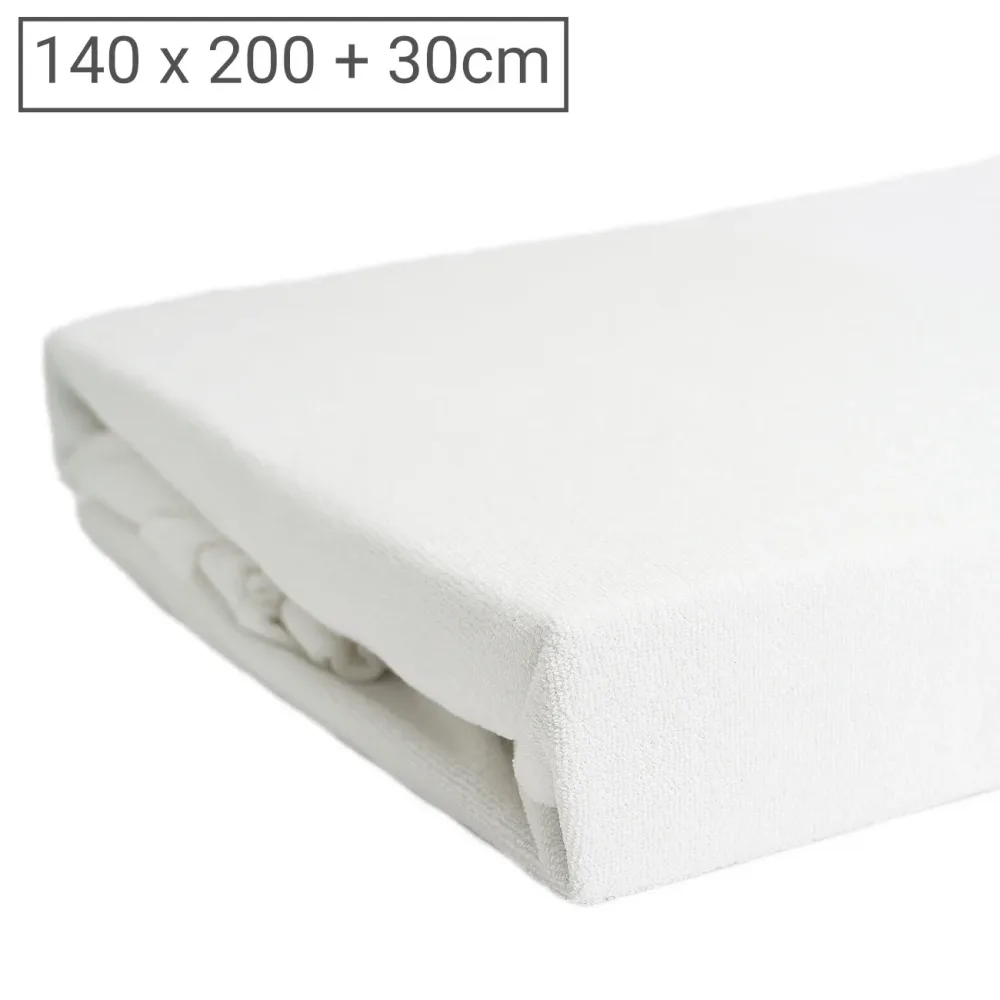 Doppelbett Luxus Frottee Fixleintuch, 80% Baumwolle, 20% Mikrofaser, weiss, 140 x 200 cm