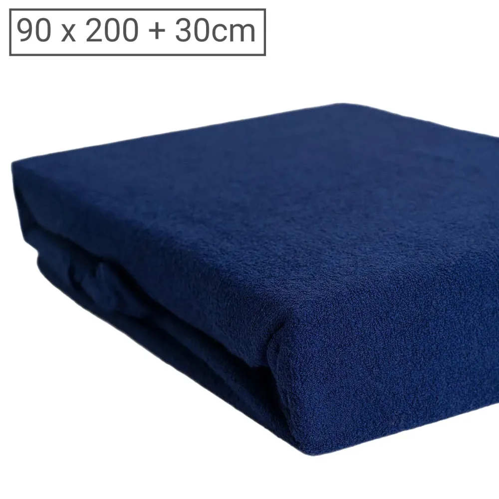 Einzelbett Luxus Frottee Fixleintuch, 80% Baumwolle, 20% Mikrofaser, marine, 90 x 200 cm