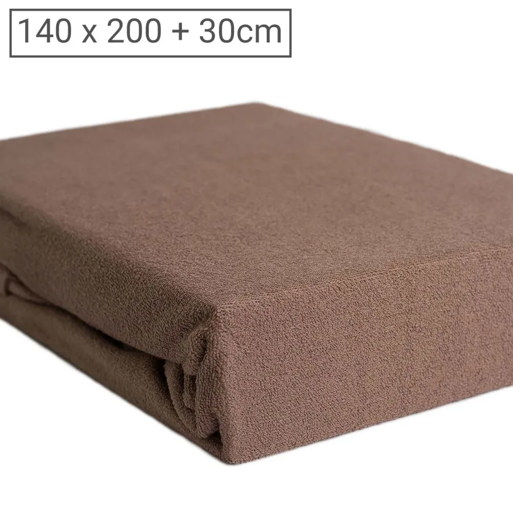 Doppelbett Luxus Frottee Fixleintuch, 80% Baumwolle, 20% Mikrofaser, nougat, 140 x 200 cm
