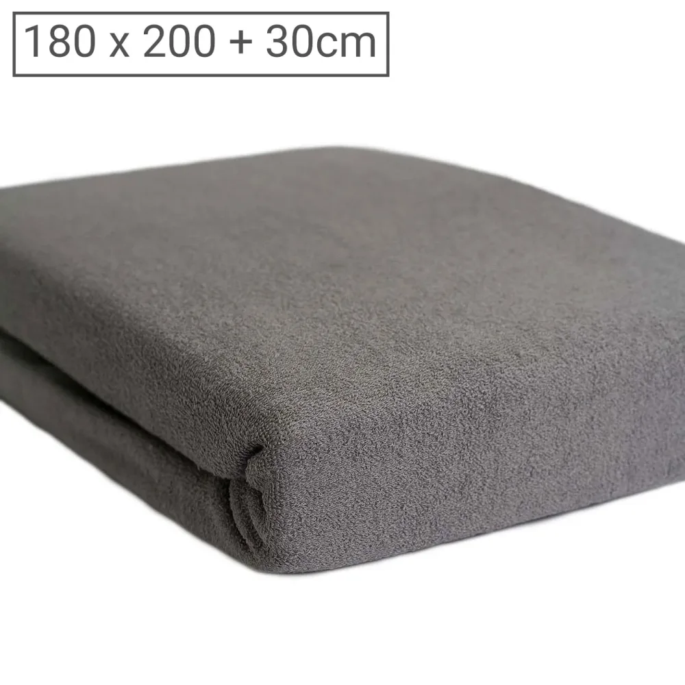 Übergrösse Luxus Frottee Fixleintuch, 80% Baumwolle, 20% Mikrofaser, grau, 180 x 200 cm