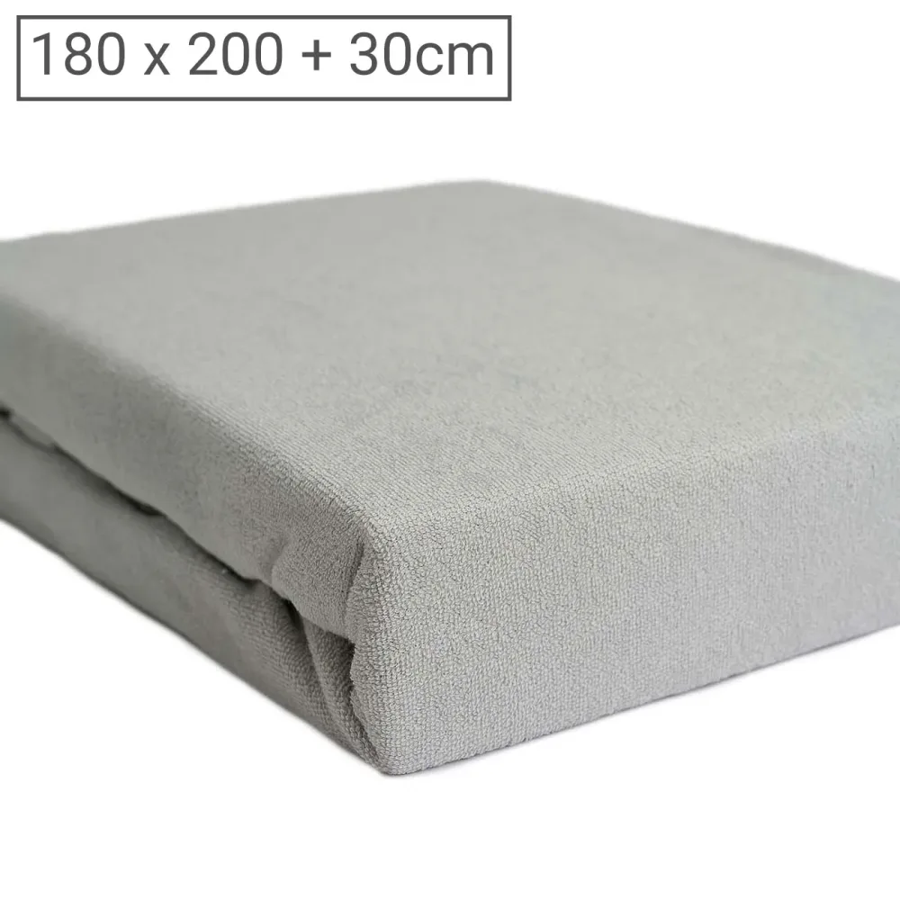Übergrösse Luxus Frottee Fixleintuch, 80% Baumwolle, 20% Mikrofaser, silber, 180 x 200 cm