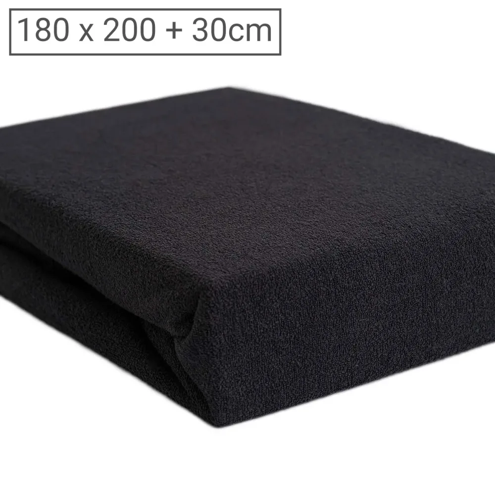 Übergrösse Luxus Frottee Fixleintuch, 80% Baumwolle, 20% Mikrofaser, schwarz, 180 x 200 cm