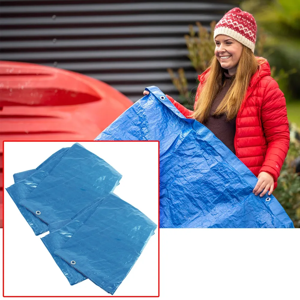 2er-Set Abdeckplane mit stabilen Metallösen, blau, 2,6 x 3,3 m