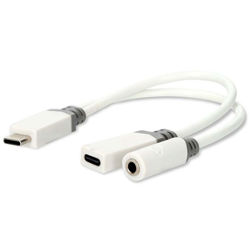 Nedis - USB-C™ Adapter | USB 2.0 | USB-C™ Stecker | USB-C™ Buchse / 3,5 mm Buchse | 0,10 m | Rund | Vergoldet | PVC | Weiß | Box, One Size