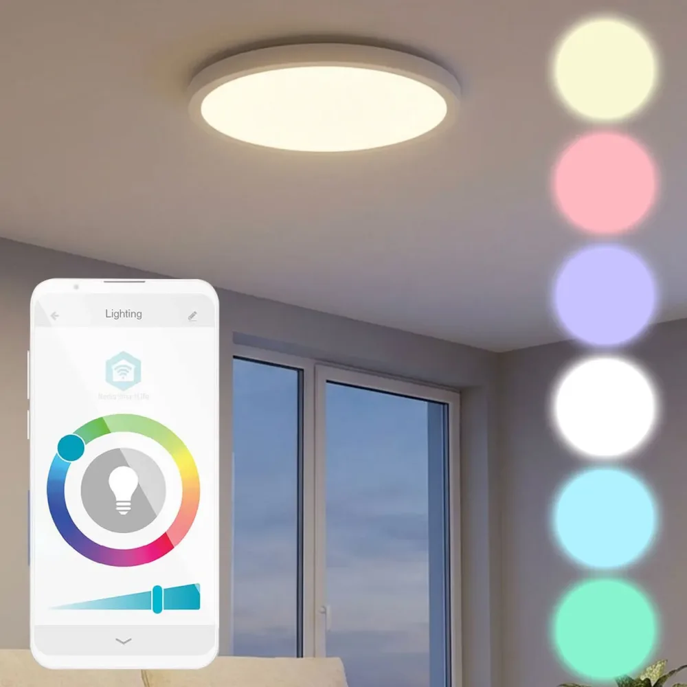 SmartLife Wi-Fi Deckenleuchte, dimmbar, App Funktion, 29 x 2,9 x 29 cm