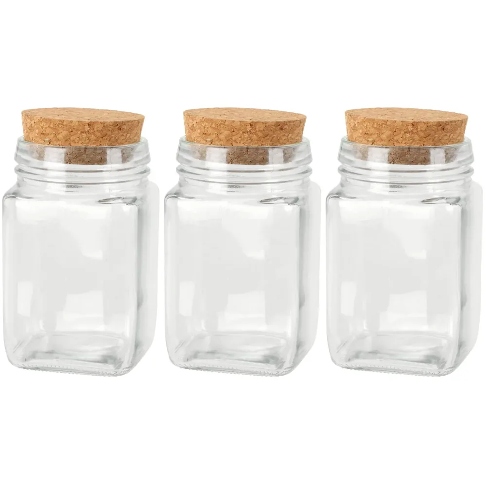 3er Set Vorratsglas mit Korkverschluss 250 ml