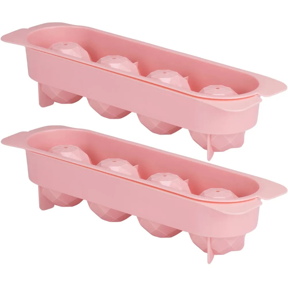 2er-Set Eiswürfelform für je 4 geometrische Eiskugeln