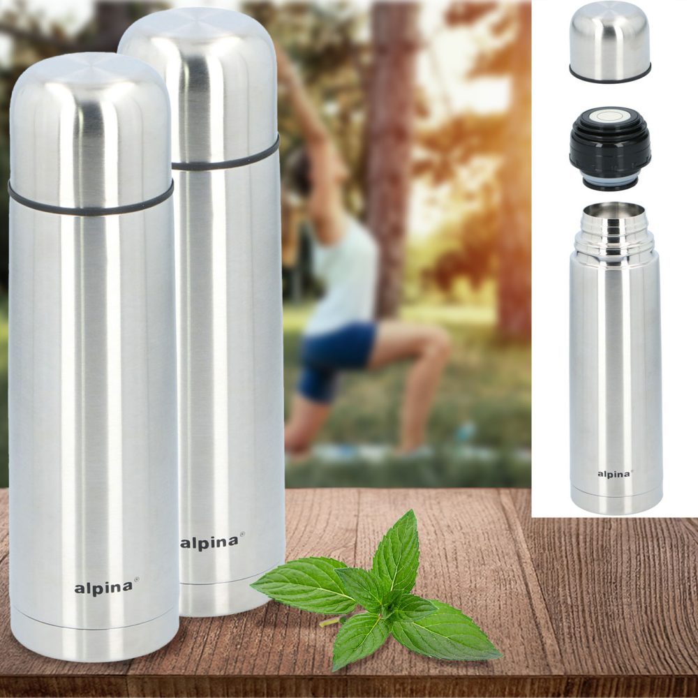 2er-Set Thermosflasche, Edelstahl, 750ml