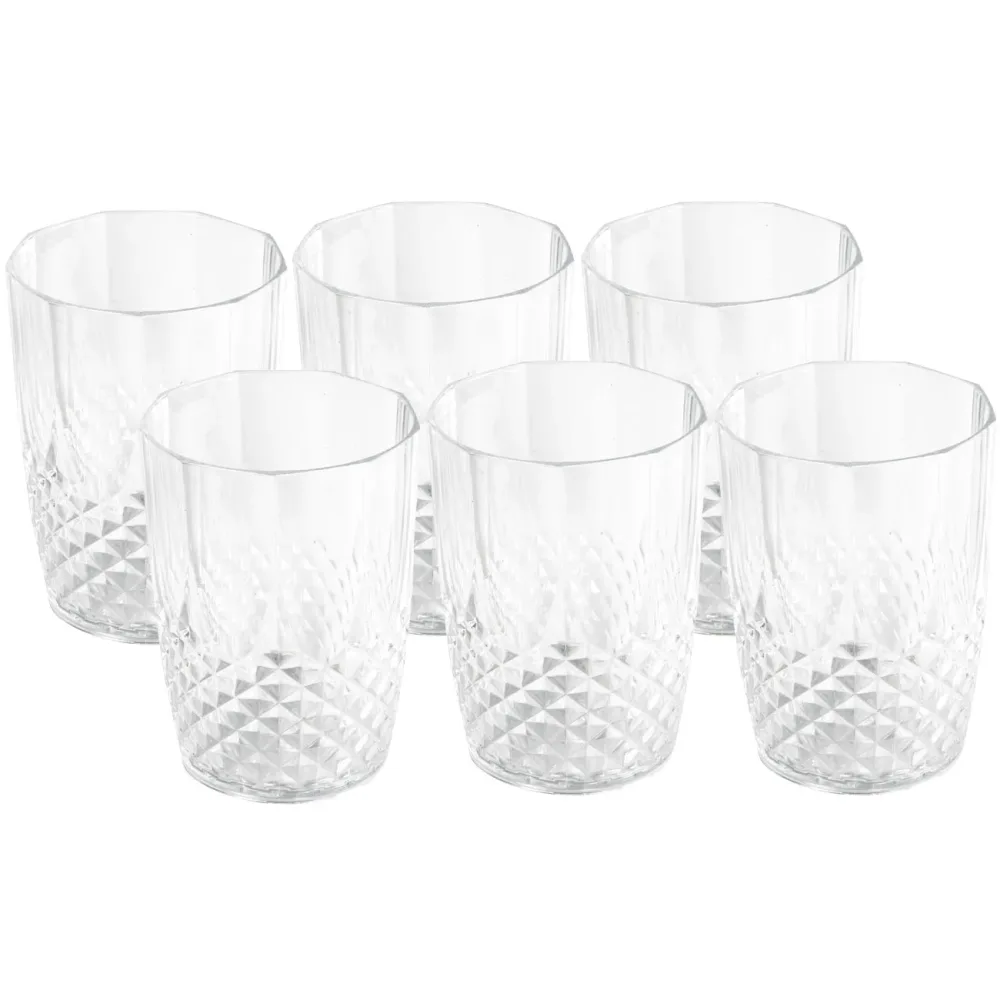 Wassergläser aus Kunststoff mit Kristalleffekt, 6 Stück, 400ml