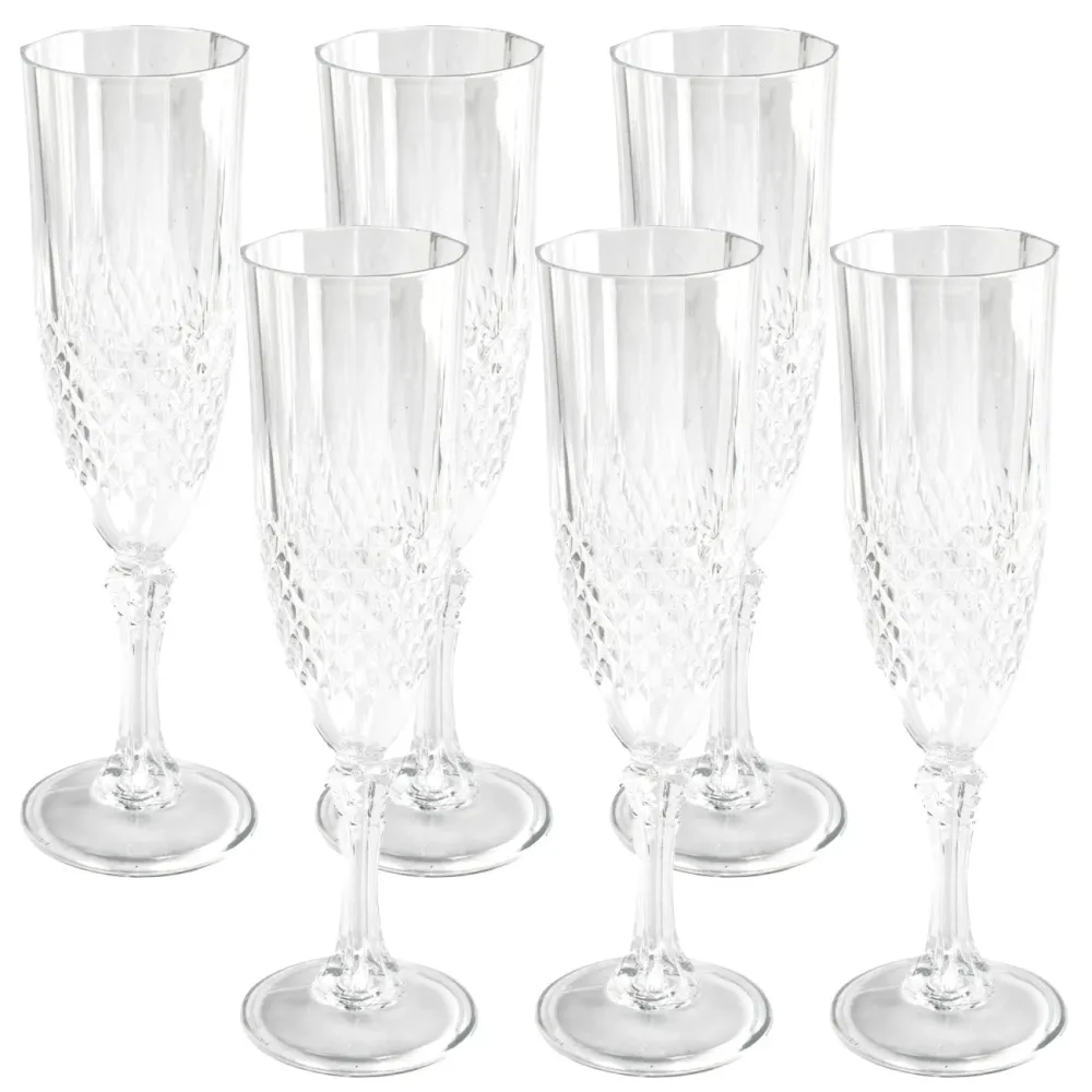 Champagnergläser aus Kunststoff mit Kristalleffekt, 6 Stück