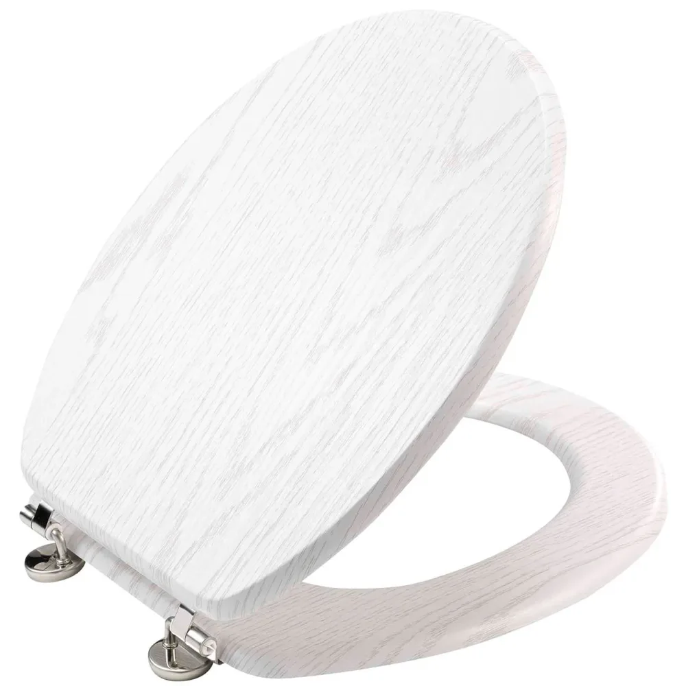 Toilettendeckel, Holz Optik weiss, 37,5 x 46 cm