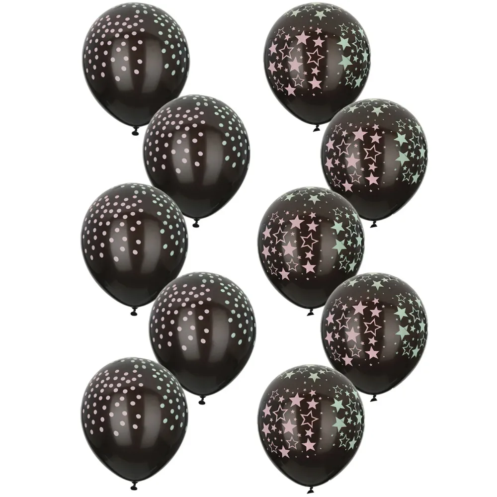 Neonballons, leuchten im Dunkeln, 10 Stk. mit Sternen/ Punkten