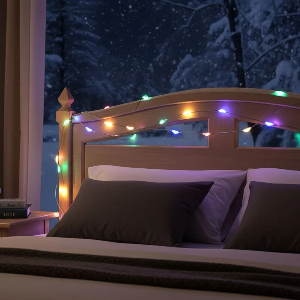 2er-Set Silberdraht-Lichterkette, 80 LEDs, IP44, batteriebetrieben, bunt, L 395 cm