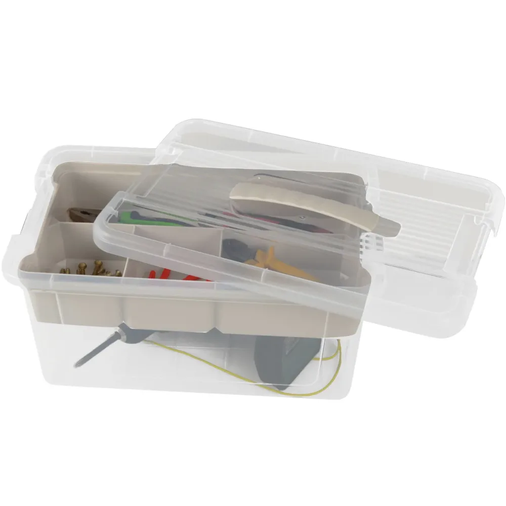 Aufbewahrungsbox mit Organizer, 9 Liter, transparent/grau