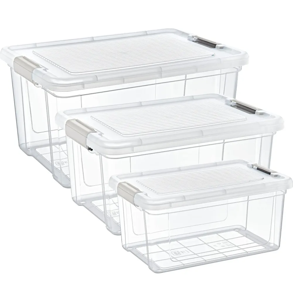 3er-Set Vorratsboxen 9-30L, transparent