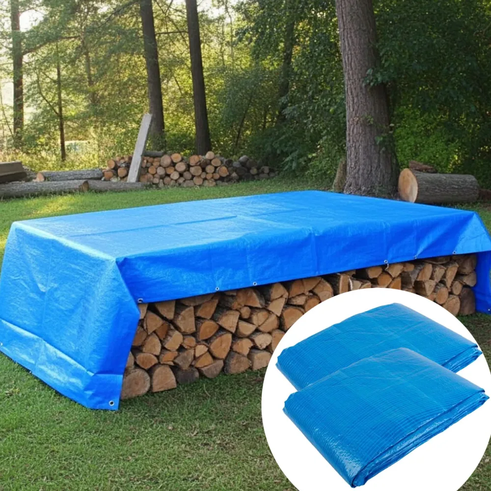 2er-Set Abdeck-Plane, 2 x 3m, blau