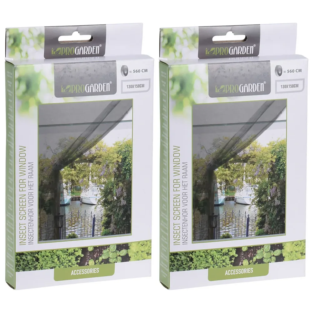 2er-Set Fliegengitter für Fenster, 1,3 x 1,5m, inkl. Klettband