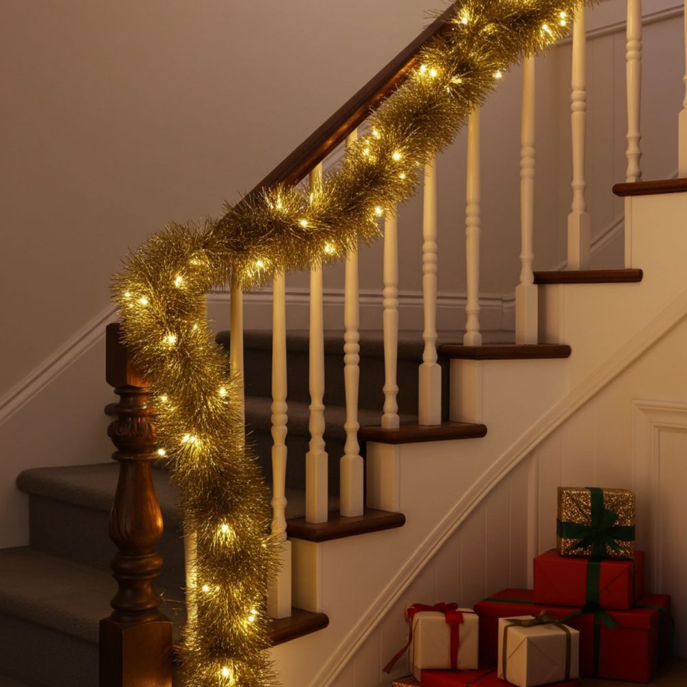 LED-Lametta Girlande, gold, 2,7 m
